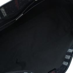 Pre Owned Burberry Wool and Calf Leather Check Shopper Tote Bag