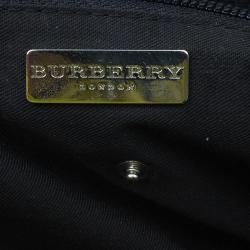 Pre Owned Burberry Wool and Calf Leather Check Shopper Tote Bag