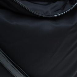 Pre Owned Burberry Black Nylon/Patent Leather Biker Hobo Bag