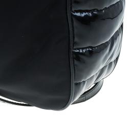 Pre Owned Burberry Black Nylon/Patent Leather Biker Hobo Bag