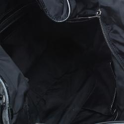 Pre Owned Burberry Black Nylon/Patent Leather Biker Hobo Bag