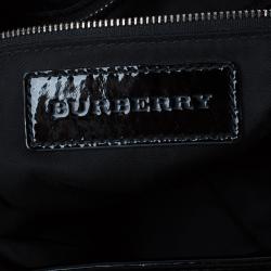 Pre Owned Burberry Black Nylon/Patent Leather Biker Hobo Bag