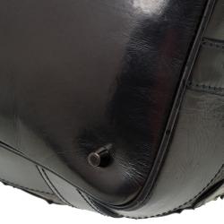 Pre Owned Burberry Metallic Silver Nova Check Leather Warrior Armor Hobo