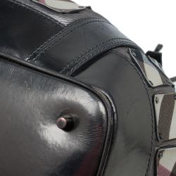Pre Owned Burberry Metallic Silver Nova Check Leather Warrior Armor Hobo