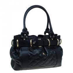 مملوكة مسبقًا حقيبة بربري بيتون جلد أسود مبطن