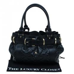 مملوكة مسبقًا حقيبة بربري بيتون جلد أسود مبطن