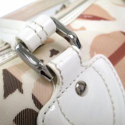 Pre Owned Burberry White Supernova Check Canvas Heart Chester Bowling Bag