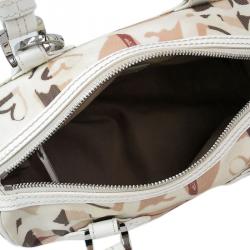 Pre Owned Burberry White Supernova Check Canvas Heart Chester Bowling Bag