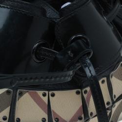 Pre Owned Burberry Black Nova Check Small Warrior Hobo