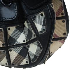 Pre Owned Burberry Black Nova Check Small Warrior Hobo