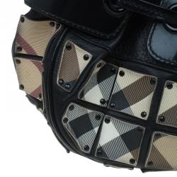 Pre Owned Burberry Black Nova Check Small Warrior Hobo