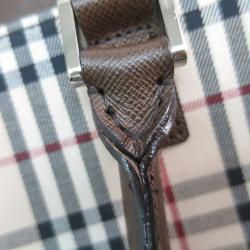 Pre Owned Burberry Haymarket Check Canvas and Leather Bowling Bag