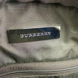 Pre Owned Burberry Haymarket Check Canvas and Leather Bowling Bag