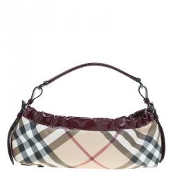 مملوكة مسبقًا حقيبة يد بربري نوفا سلينغ جلد لامع عنابي