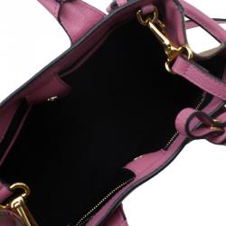 Pre Owned Burberry Pink House Check Leather Small Banner Top Handle Bag
