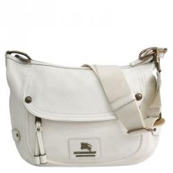 Burberry White Leather Messenger Bag