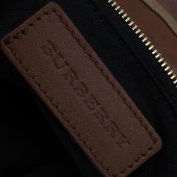 مملوكة مسبقًا حقيبة كروس بربري ليتل كراش كانفاس هاوس تشيك بني وجلد