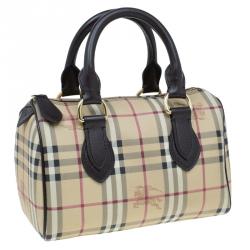 Pre Owned حقيبة يد بوسطن بربري كروهات كلاسيكية كانفاس مقوى بيج