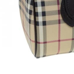 Pre Owned حقيبة يد بوسطن بربري كروهات كلاسيكية كانفاس مقوى بيج