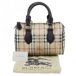 Pre Owned حقيبة يد بوسطن بربري كروهات كلاسيكية كانفاس مقوى بيج