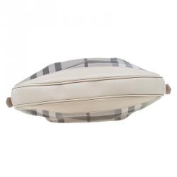 Pre Owned Burberry Grey Nova Check Coated Canvas Small Brooklyn Hobo