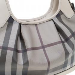 Pre Owned Burberry Grey Nova Check Coated Canvas Small Brooklyn Hobo