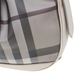 Pre Owned Burberry Grey Nova Check Coated Canvas Small Brooklyn Hobo