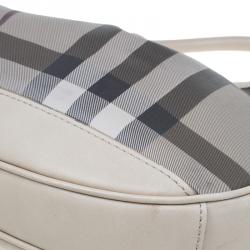 Pre Owned Burberry Grey Nova Check Coated Canvas Small Brooklyn Hobo