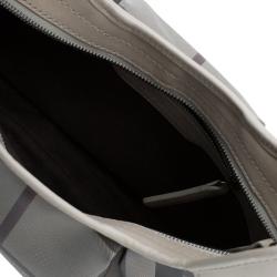 Pre Owned Burberry Grey Nova Check Coated Canvas Small Brooklyn Hobo