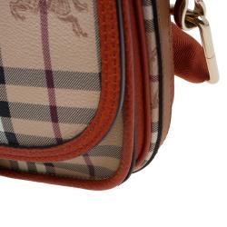 Burberry Beige/Orange Classic Check Coated Canvas Messenger Bag