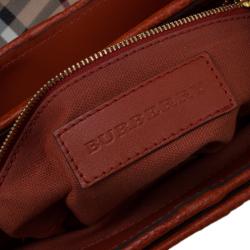 Burberry Beige/Orange Classic Check Coated Canvas Messenger Bag