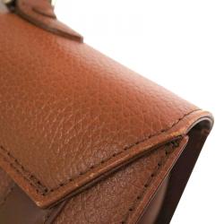 Pre Owned Burberry Brown Pebbled Leather Vintage Top Handle Bag