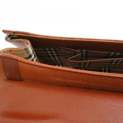 Pre Owned Burberry Brown Pebbled Leather Vintage Top Handle Bag