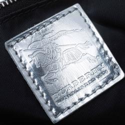 Pre Owned Burberry Silver Beat Check Nylon Victoria Tote