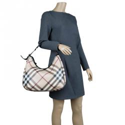 Pre Owned Burberry Beige Supernova Coated Canvas Barton Hobo