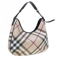Pre Owned Burberry Beige Supernova Coated Canvas Barton Hobo