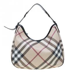 Pre Owned Burberry Beige Supernova Coated Canvas Barton Hobo