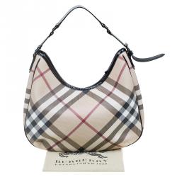 Pre Owned Burberry Beige Supernova Coated Canvas Barton Hobo