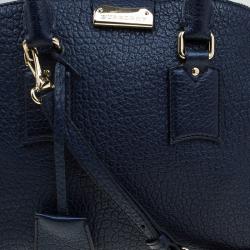 Pre Owned Burberry Navy Blue Grain Leather Small Orchard Bowling Bag