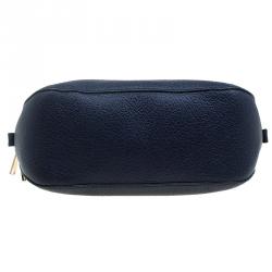 Pre Owned Burberry Navy Blue Grain Leather Small Orchard Bowling Bag