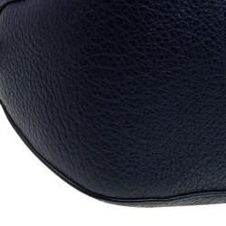 Pre Owned Burberry Navy Blue Grain Leather Small Orchard Bowling Bag