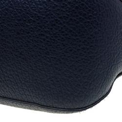 Pre Owned Burberry Navy Blue Grain Leather Small Orchard Bowling Bag