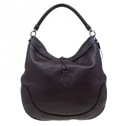 Pre Owned Burberry Brown Leather Tassel Hobo