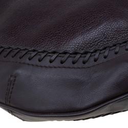 Pre Owned Burberry Brown Leather Tassel Hobo