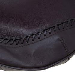 Pre Owned Burberry Brown Leather Tassel Hobo