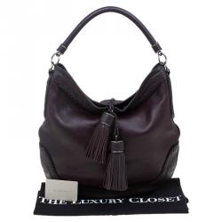 Pre Owned Burberry Brown Leather Tassel Hobo