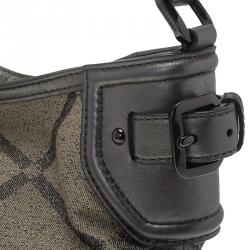 Pre Owned Burberry Grey Canvas Medium Shimmer Check Fairby Hobo