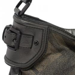 Pre Owned Burberry Grey Canvas Medium Shimmer Check Fairby Hobo