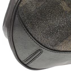 Pre Owned Burberry Grey Canvas Medium Shimmer Check Fairby Hobo