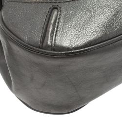 Pre Owned Burberry Grey Canvas Medium Shimmer Check Fairby Hobo